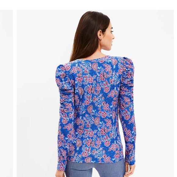 LOFT RUFFLED SHOULDER TOP - Picture 3 of 6